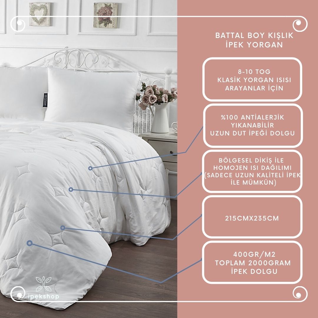Battal Boy (King Size) Kışlık İpek Yorgan