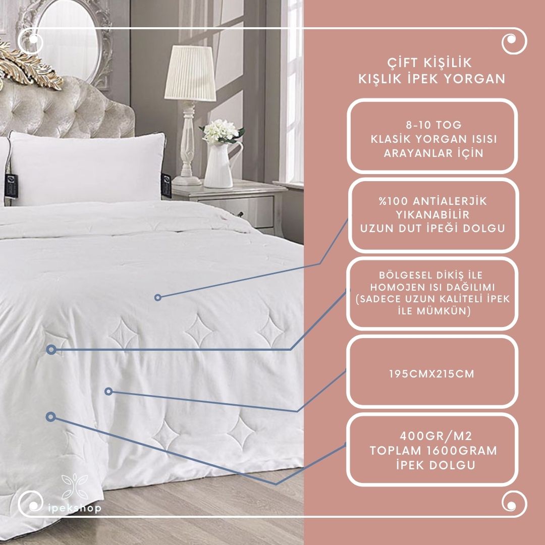 Çift Kişilik Kışlık İpek Yorgan