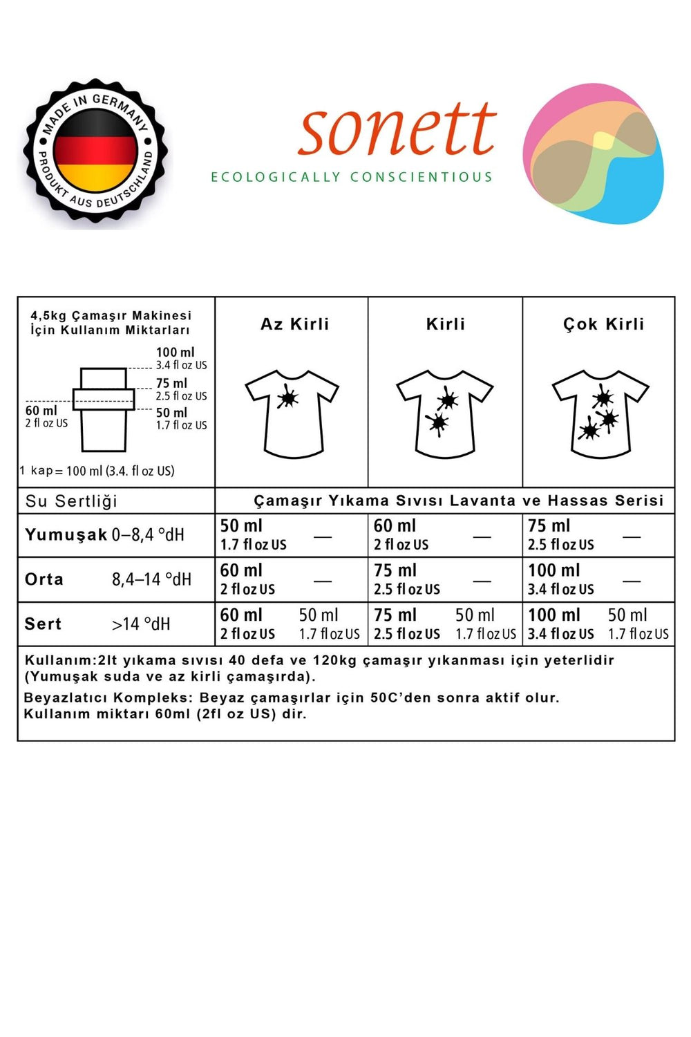 Sonett Baby Organik Kokusuz Hassas Seri ÃamaÅÄ±r YÄ±kama DeterjanÄ± 2Lt