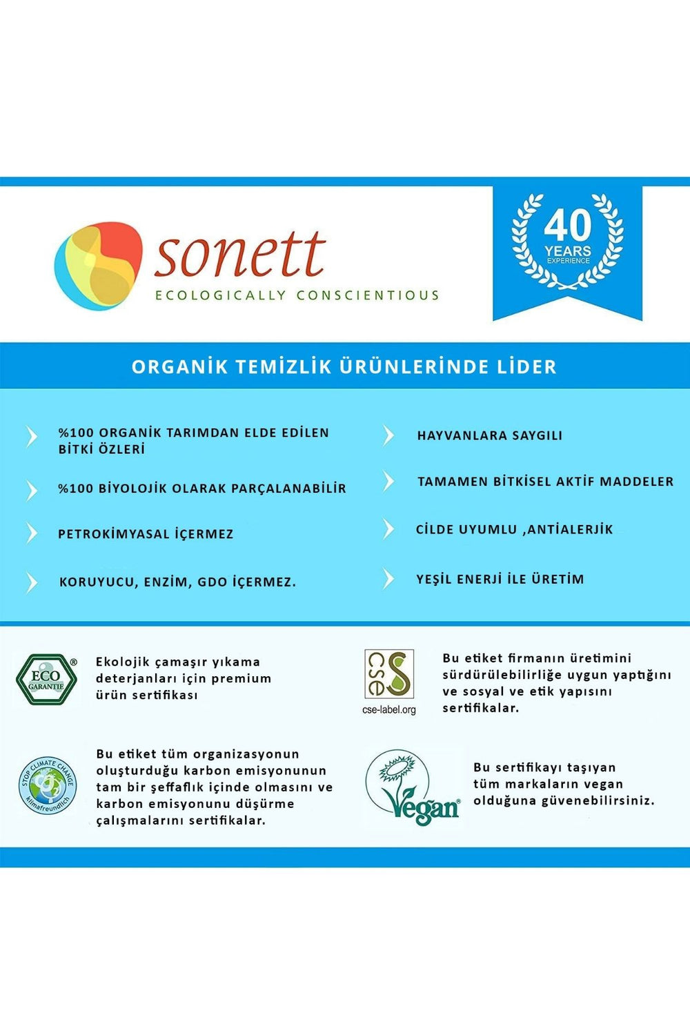 Sonett Organik LavantalÄ± ÃamaÅÄ±r YÄ±kama 2Lt.