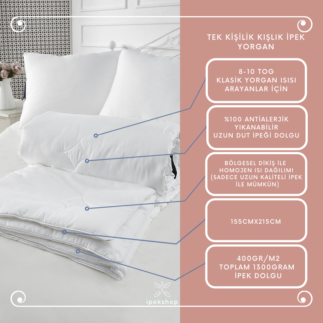 Tek Kişilik Kışlık İpek Yorgan